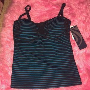 striped blue bathing suit top